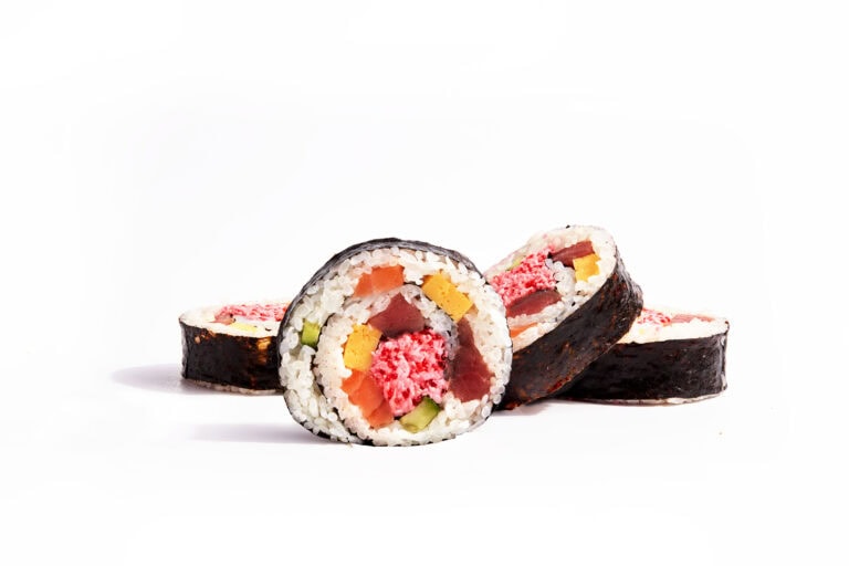 Aquamar's Big Wave Roll created with Naoya Tsuruta, sushi Chef at Japanese restaurant, Koi, in Los Angeles, CA